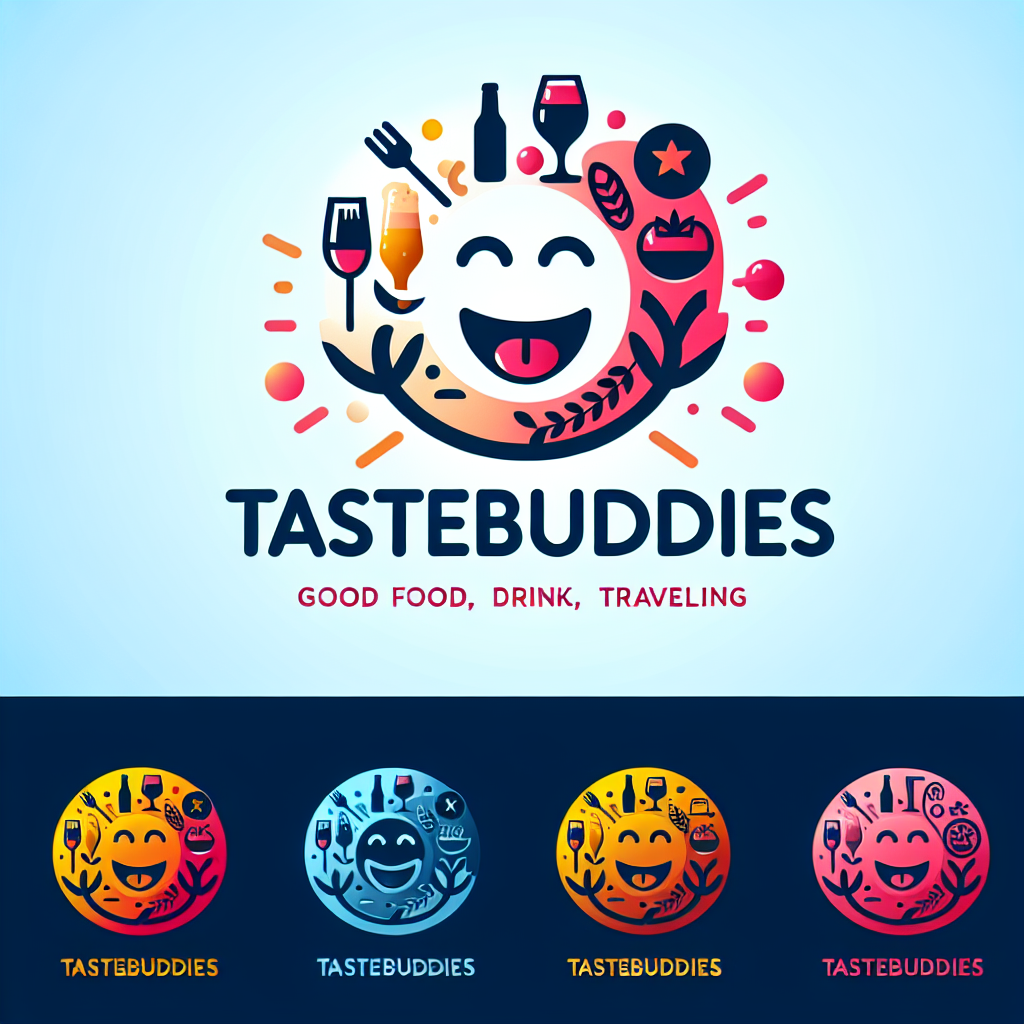 a logo for a site named Tastebuddies, focused on the joy of good food and drink, culture and travelling, drawing inspiration from the quote by Tolkien.